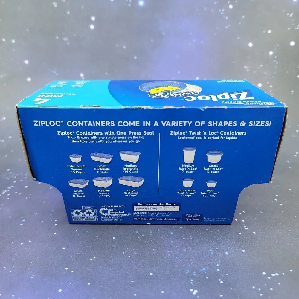 Ziploc Twist n Loc Mini 4oz Round Food Storage Containers 4pk NEW in Package